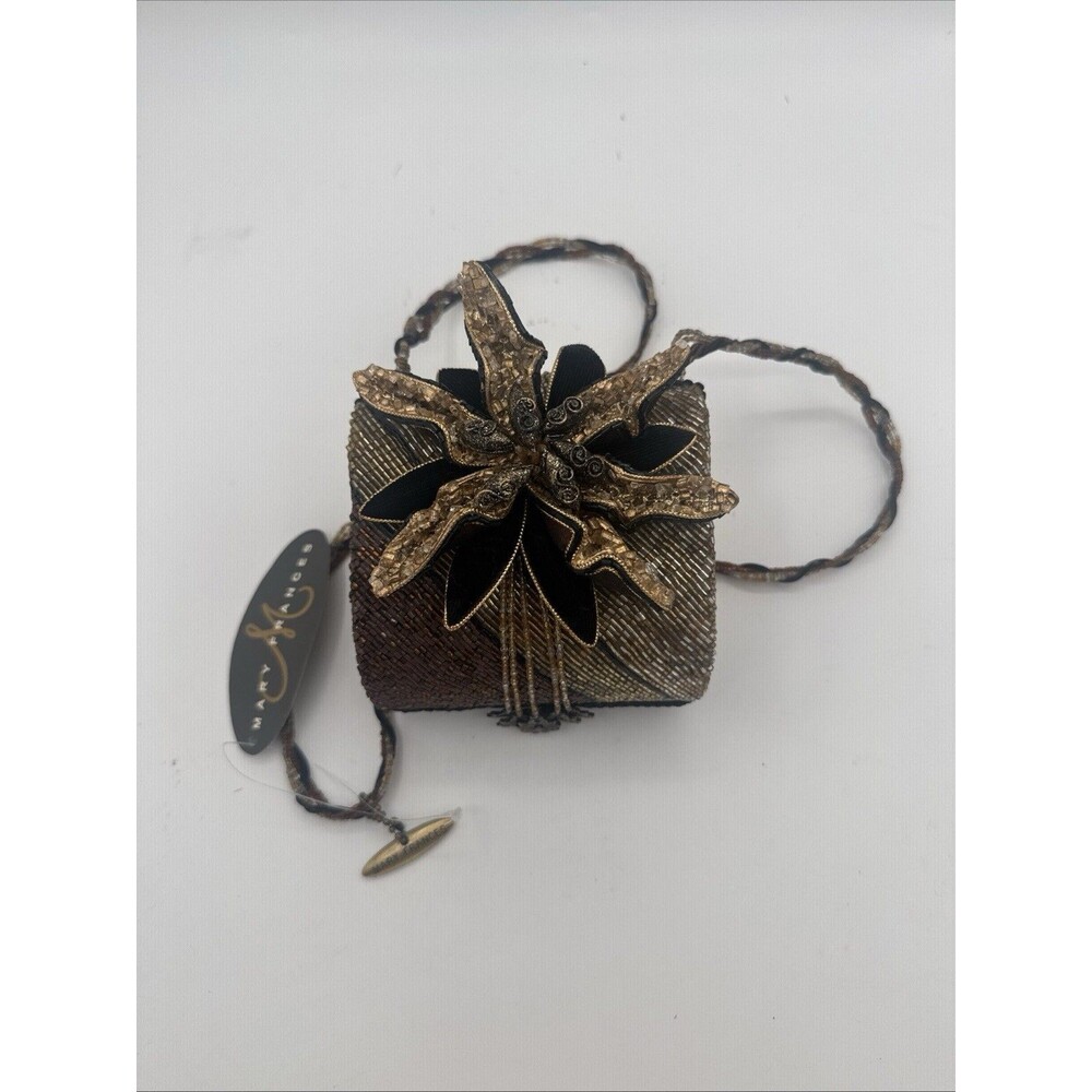 Mary Frances UNUSED Beaded Floral Crossbody Bag Gold Succulent Black Magnetic